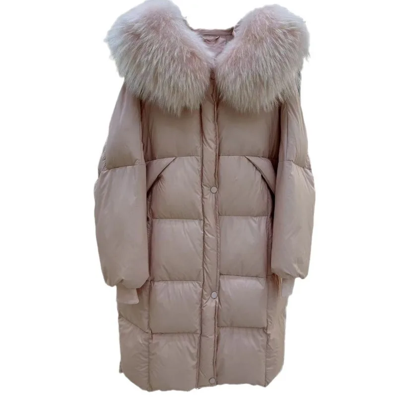 Long Down Jacket Winter Women Thickened Warm Fashionable Fur Fox Fur Collar Jacket