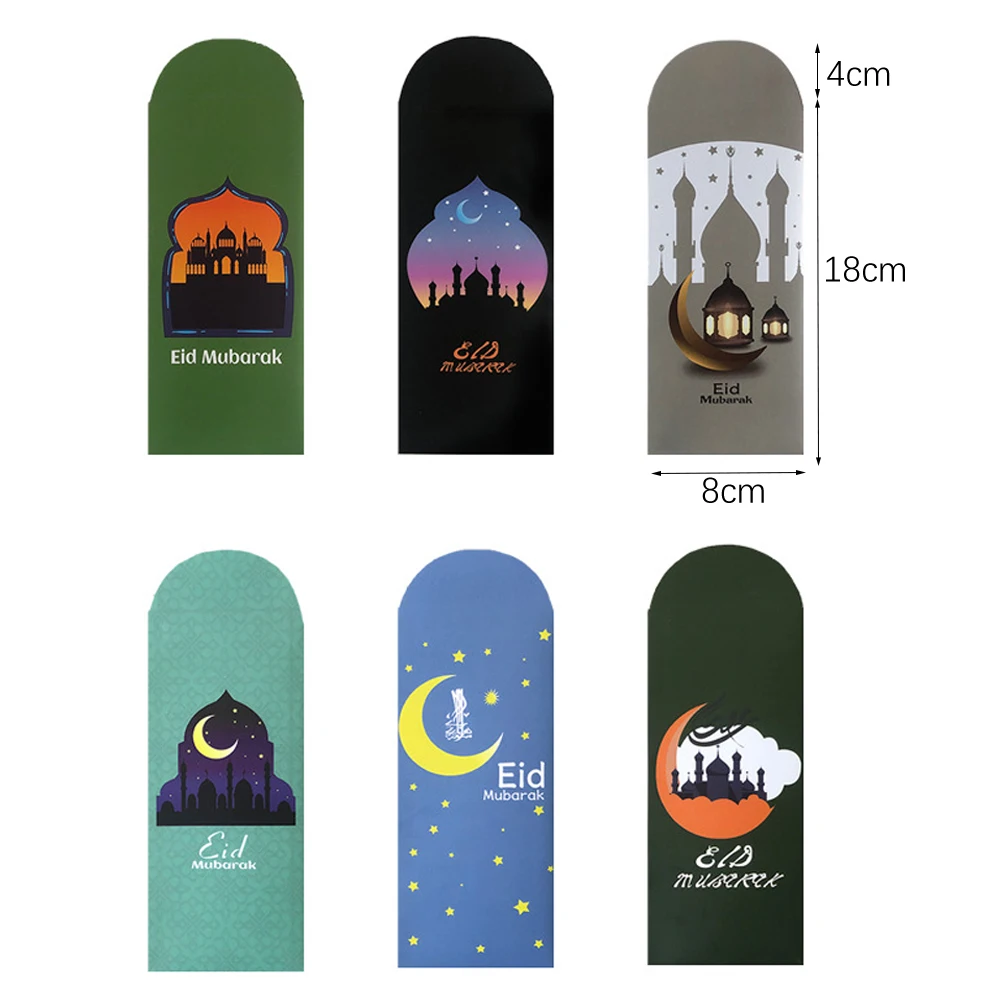 6 Stück Eid Mubarak Umschläge Geschenktüte Geld Mond Schloss Ramadan Dekoration Muslim Islamische Tasche für Eid Al-Fitr Dekoration Zubehör – Detail 9