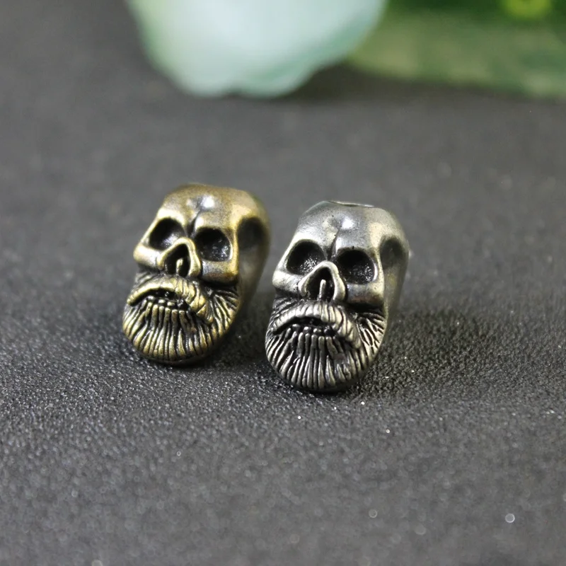 Bearded Old Man Head Brass Knife Beads DIY Paracord Handmade Woven Lanyard Pendants Jewelry Accessories EDC Outdoor Tool Charms
