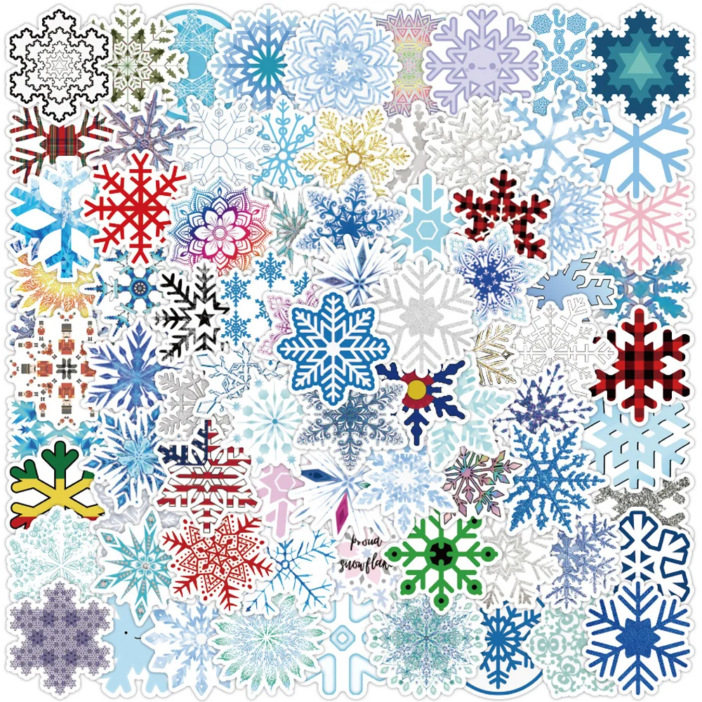 10/30/50/100pcs Christmas Decoration Snowflake Pattern Sticker Aesthetic Graffiti Window Laptop Phone Decals Stickers for Kids