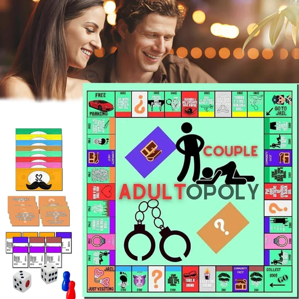 Couple Board Game, Couples Adultopoly Date Night Game Fun Interactive Relationship Card Games, Conversation Cards For Couples 3