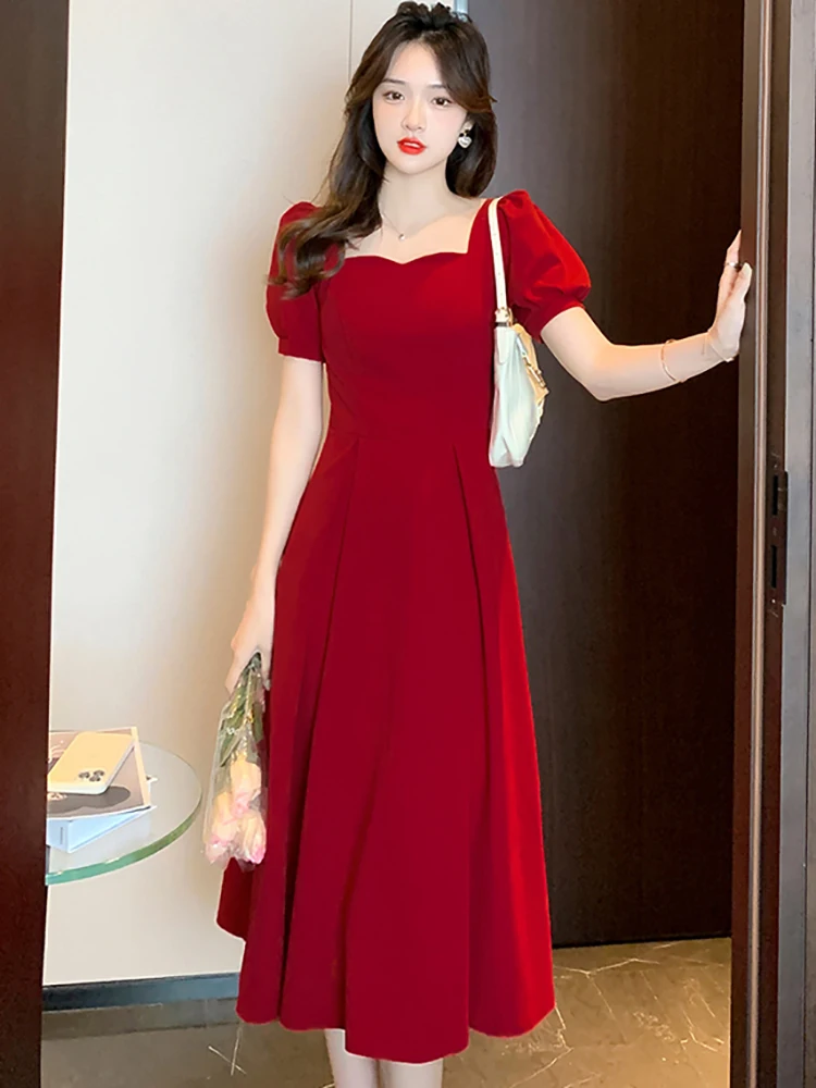 formal midi dress with sleeves