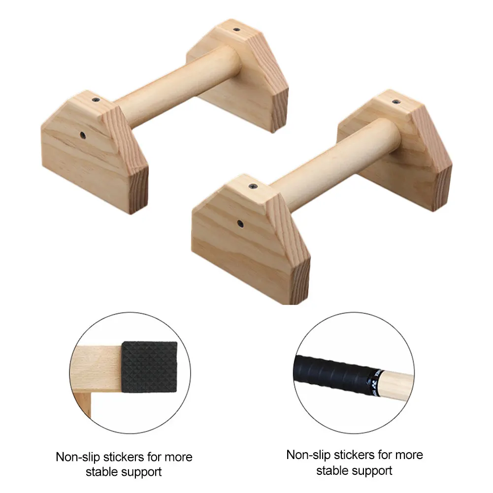 2pcs Wooden Push Up Stands Double Rod Single Double Handles Headstand Shelf For Women Men Protable Gym Gear Equipment