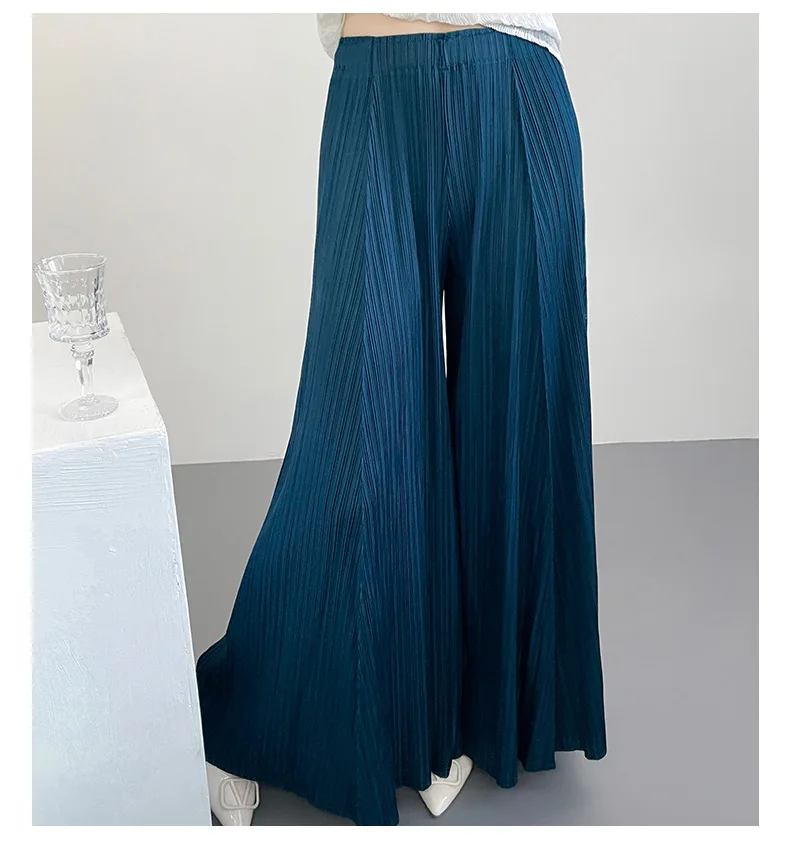 Miyake Pleated Wide-Leg Pants 2026 New Straight-Leg Pleated High-Waisted Drapey Casual Wide-Leg Trousers Women Lightweight Pants