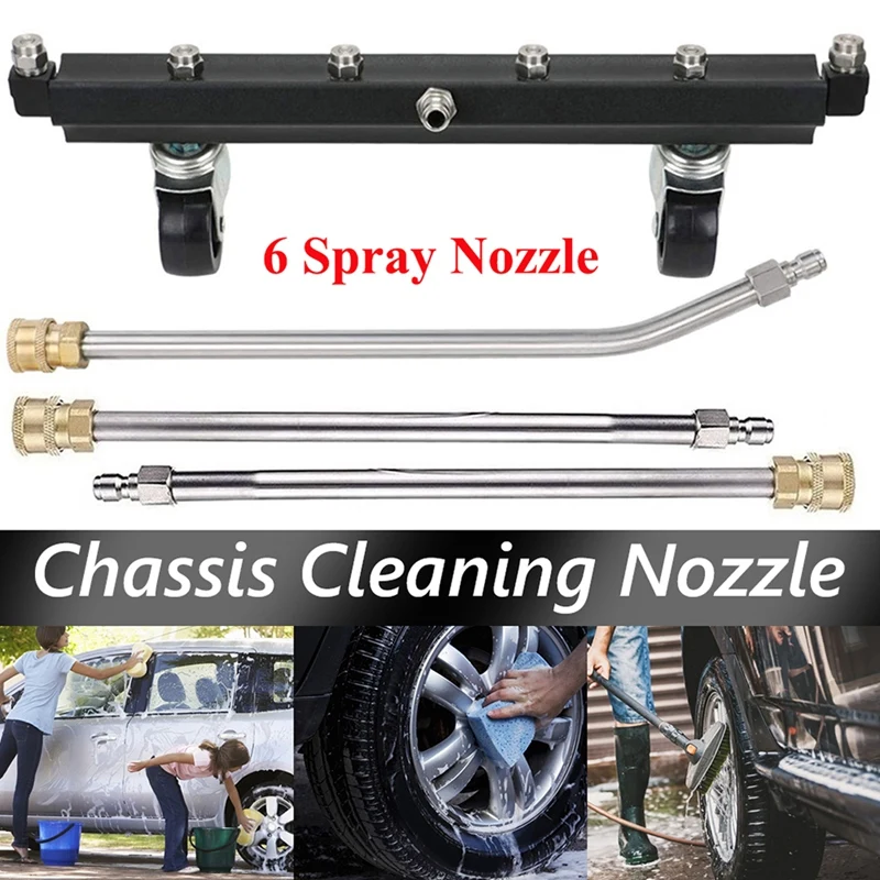 

High Pressure Washer Undercarriage Cleaner,6 Nozzle Garden Cleaning Machine With 3 Washer Extension Wands, 4000 PSI