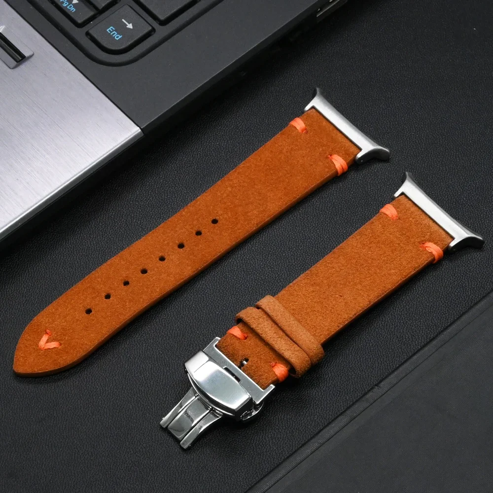 Handmade Soft Leather Strap for Smartwatch - No Gap Curved End Bracelet
