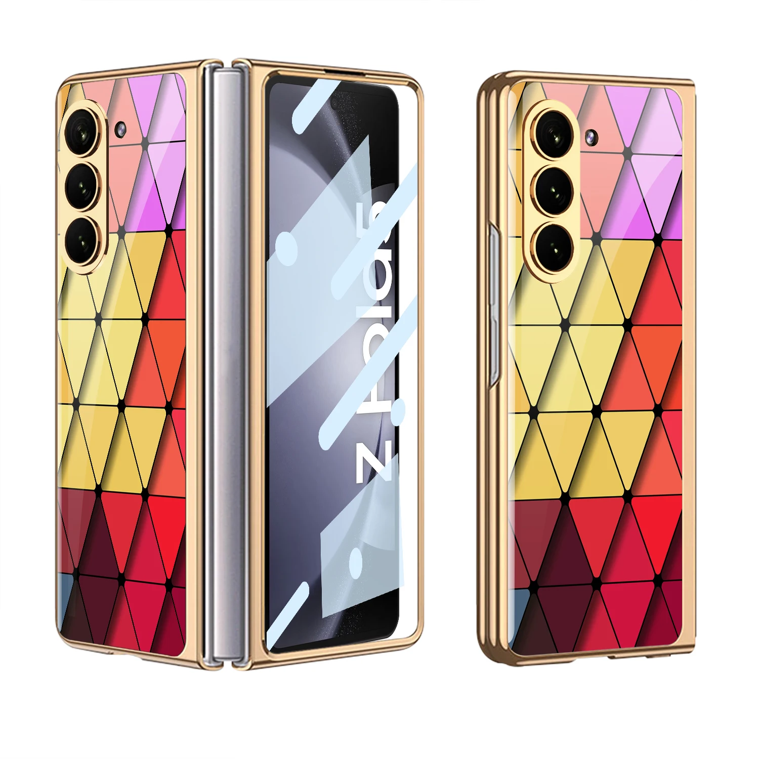 Luxury Plating Screen Glass Case For Samsung Galaxy Z Fold 6 5 Case Back Painted Pattern Glass Plastic Cover For Galaxy Z Fold 6 | Gaffar India