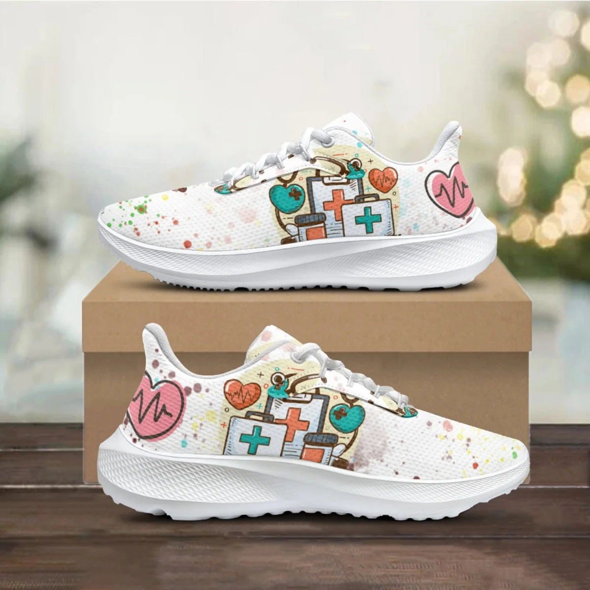 

Cartoon Hospital Nurse Print Women Men Spring Autumn Tennis Shoe Resistant Shock Absorption Casual Sneaker Comfort Soft Footwear