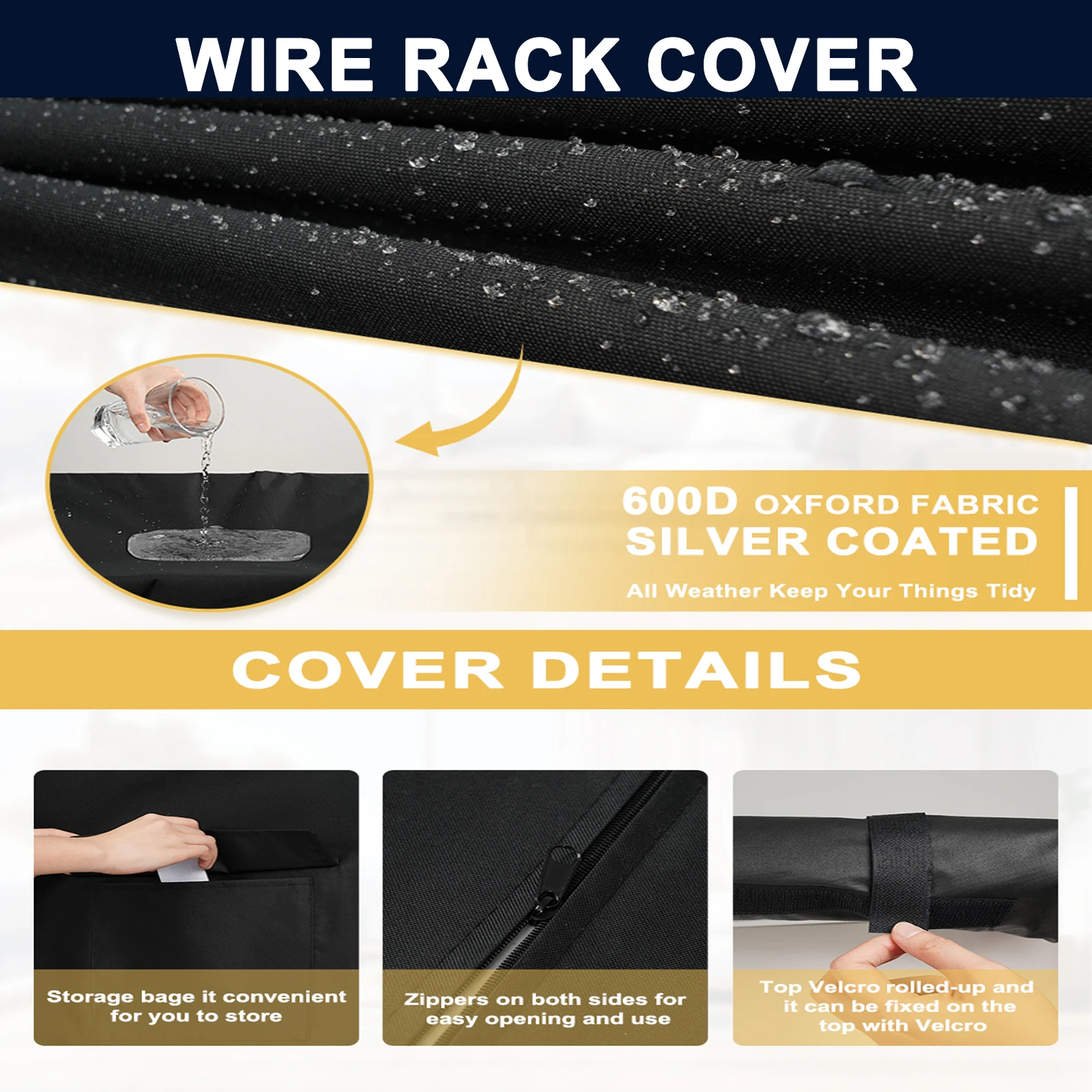 600D Heavy Duty Waterproof Shelf Cover Durable Dustproof Outdoor indoor Shelving Covers for Kitchen Bathroom Living Room 2