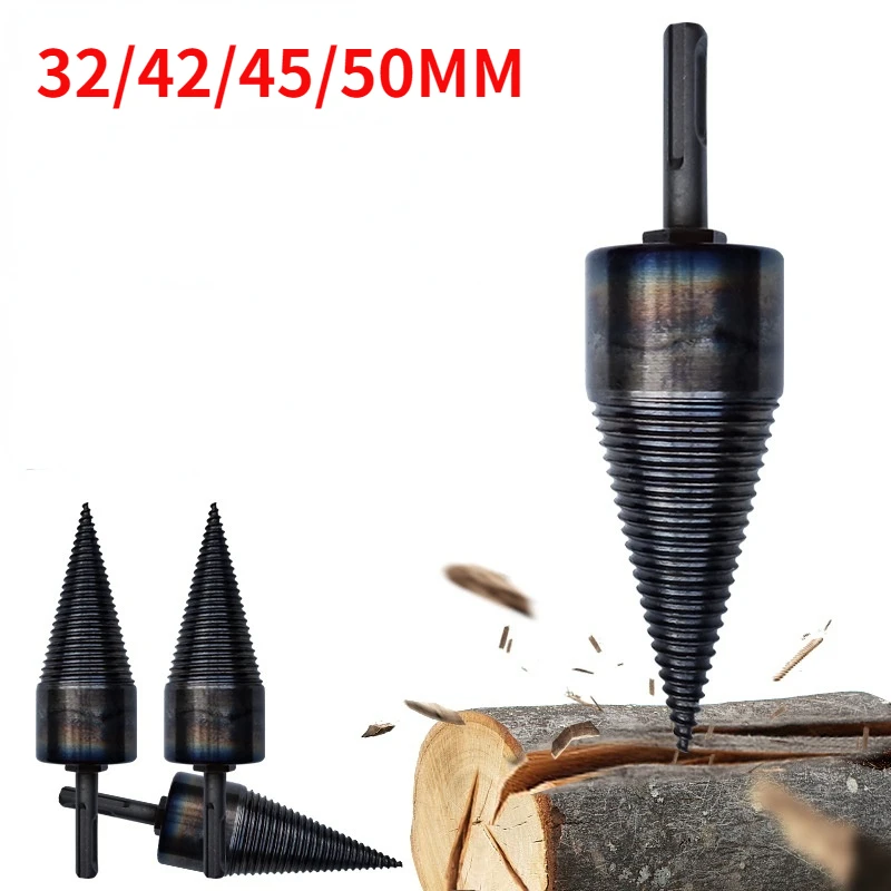 32/42/45/50MM Wood Splitter Drill Hammer Drill Firewood Splitter Driller Square/Round/Hex Shank Drill Bit Split Drilling Tool