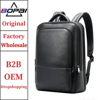 BOPAI Wholesale Business Smart Wholesale Usb Charging Men 15.6 Inch Laptop Cowhide Custom Luxury Genuine Real Leather Backpack 1