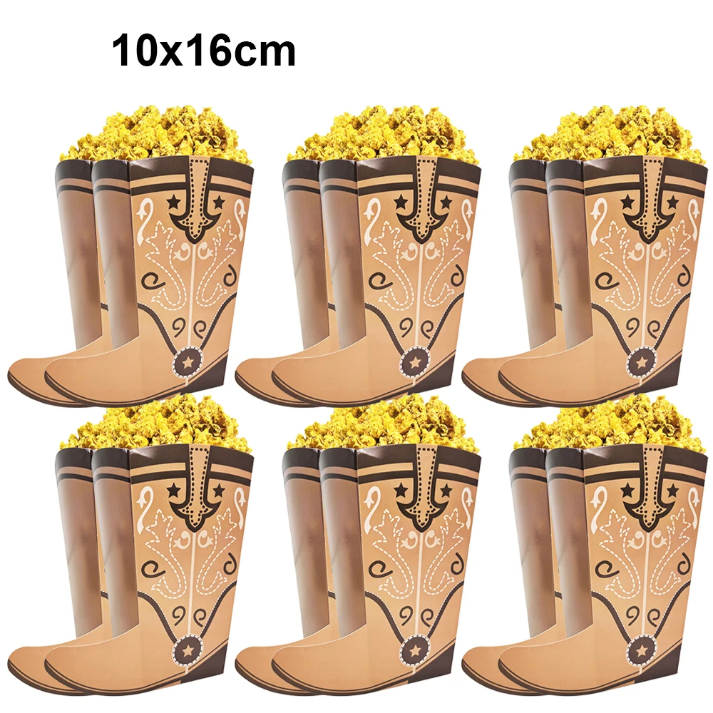 6/12/24 Stück Western Cowboy Themen-Papier-Popcornboxen in Cowboystiefelform, Lebensmittelboxen für Babyparty, Geburtstag, Pferde-Party-Dekoration – Detail 2