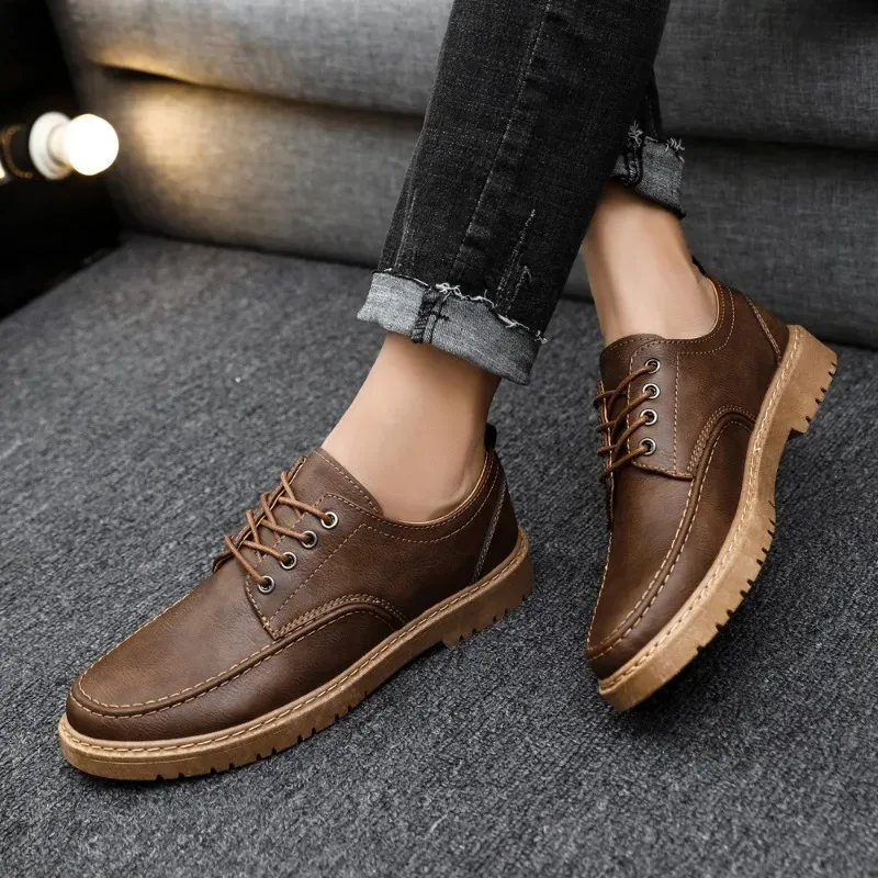 

Wnfsy Men Leather Shoes Breathable Dress Shoes Casual Shoes Shock-Absorbing Footwear Wear-Resistant Tooling Zapatillas