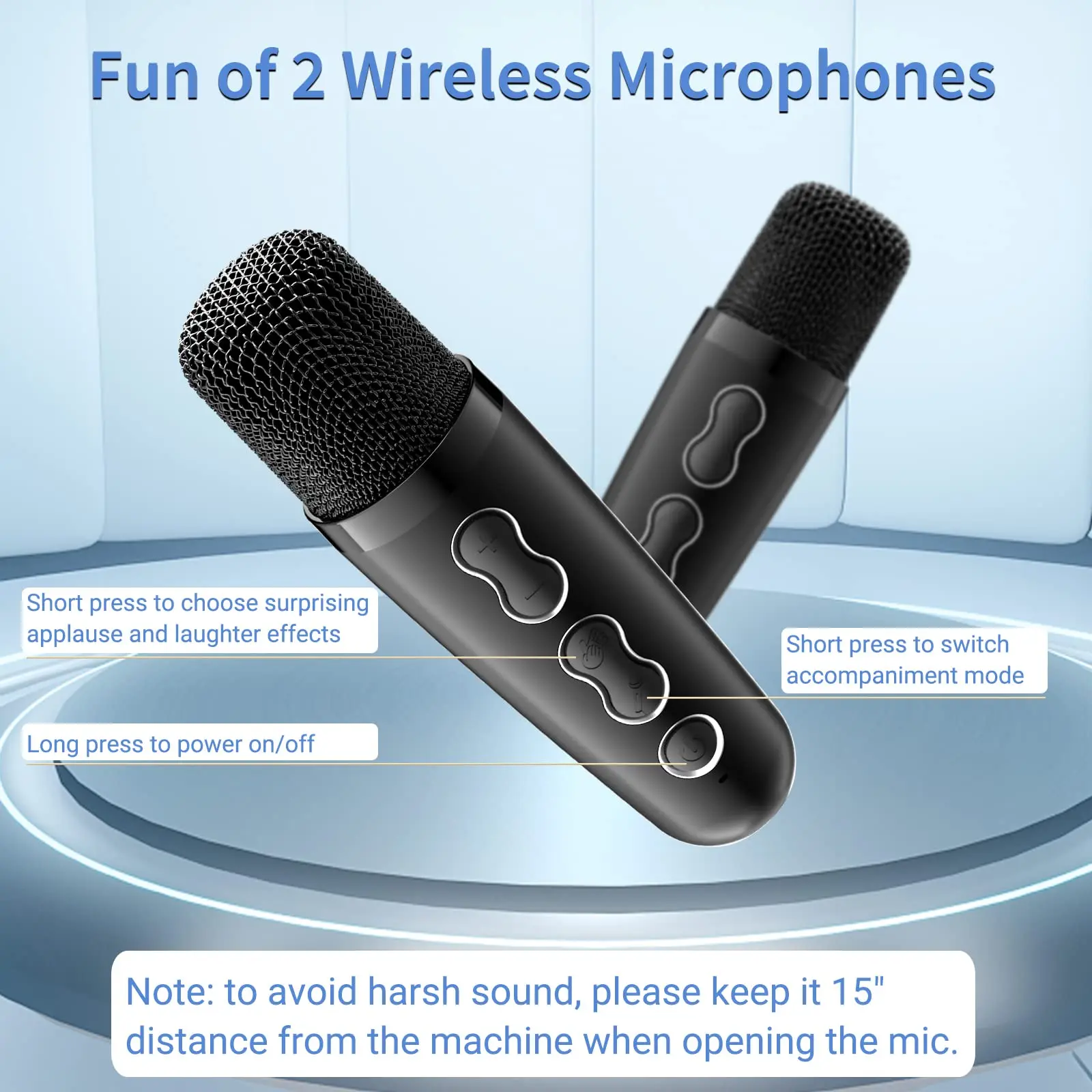 Mini máquina de karaoke con 2 micrófonos inalámbricos, altavoz Bluetoo -  VIRTUAL MUEBLES