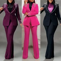 Pearl Long Sleeve Slim Fit Elastic Suit Two Piece Set Fashionable Brand Women's Skirt Ensemble Casual Chic Style 1