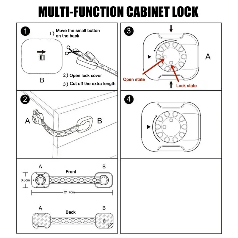 Child safety locks multifunction plastic safety latches for cabinet door and drawer baby proof your cabinets
