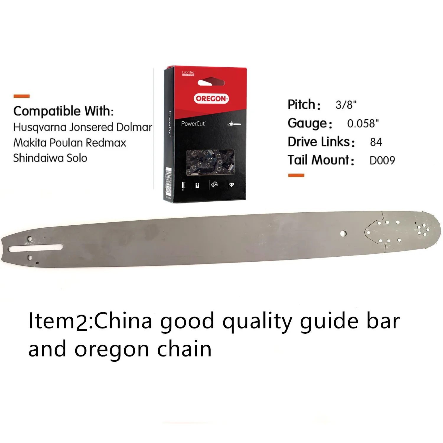 24in 84DLChainsaw Guide Bar and Chain For Hus 61 66 266 268 272 281 288 365 372 385 390 394 395 480