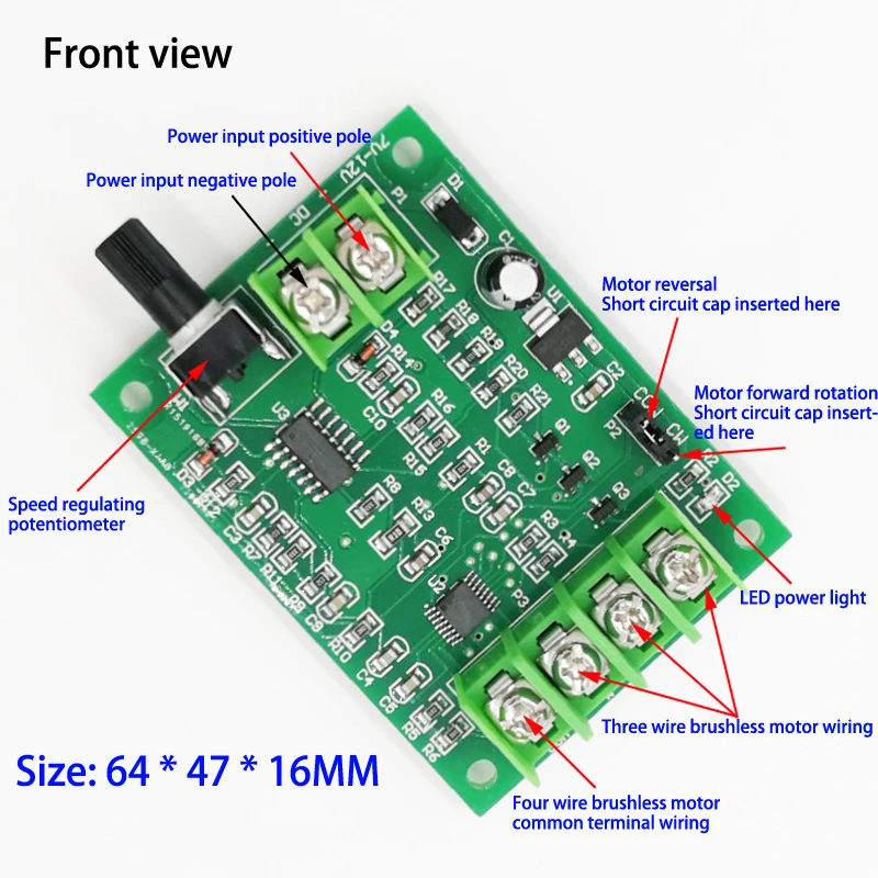 Hard Drive Motor 3/4 Wire 7V-12V Brushless DC Motor Driver Controller Board With Reverse Voltage Over Current Protection