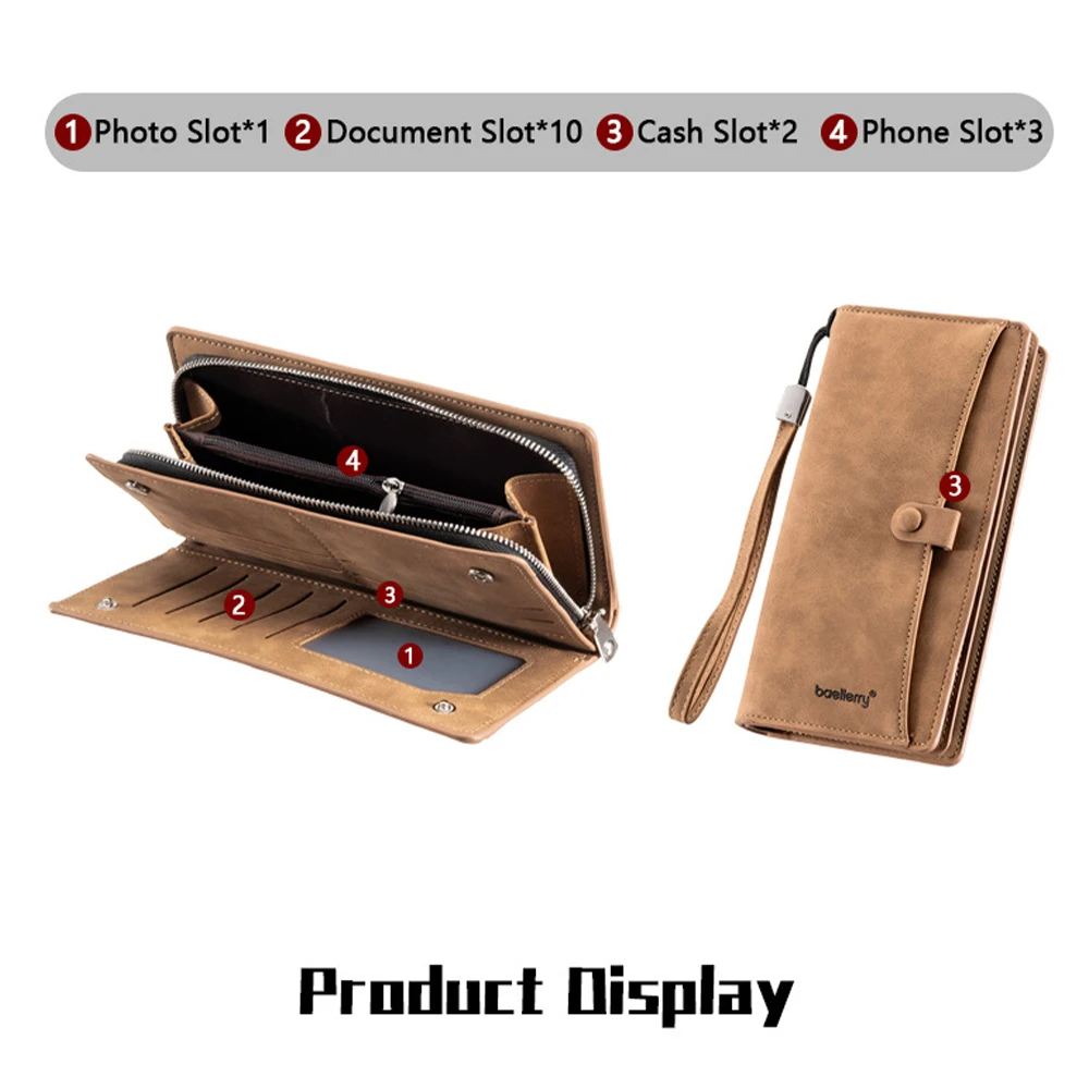 Baellerry Multifunctional Long Wallet Can Be Used as a Clutch/Wrist Bag, Simple Style, Large Capacity for Storing Id Cards