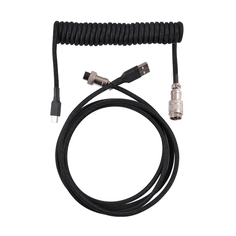 نوع C لوحة المفاتيح الميكانيكية ملفوف كابل نوع C USB لوحة المفاتيح الميكانيكية طيار كمبيوتر مكتبي موصل الطيران الحبل ماكس 3m