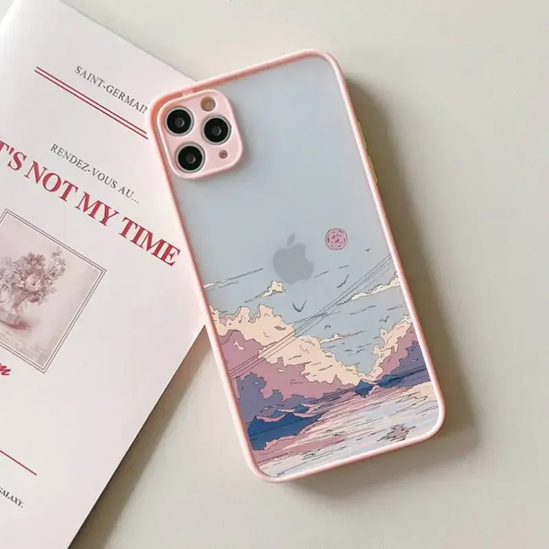 Anime Landscape Oil Painting Anti-Drop Transparent Phone Case Cover