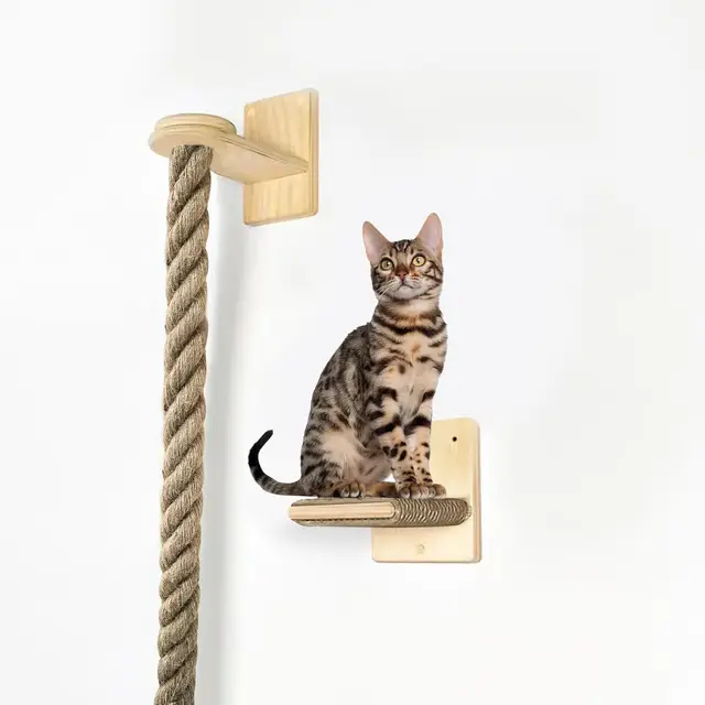Wall-Mounted Natural Wooden Cat Scratching Post with Sisal Rope Cat Climbing Shelf Perfect for Cat Climbing and Grinding Claw Wall-Mounted Natural Wooden Cat Scratching Post with Sisal Rope Cat Climbing Shelf Perfect for Cat Climbing and Grinding Claw