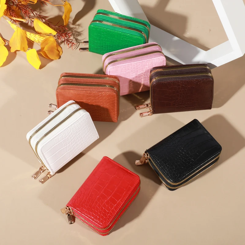 Elegante Damen Multi Card Wallet-sichere Double Zip Clutch | lässige PU-Leder Geldbörse mit Stil Aufbewahrung Krokodil Karten tasche