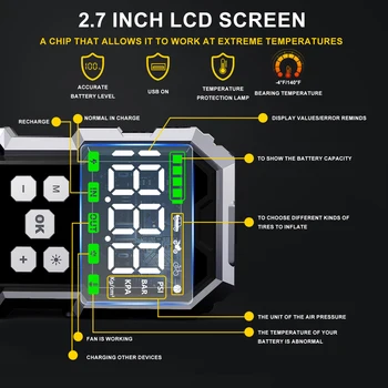 7000A Car Jump Starter with Air Compressor Battery Booster 12V Power Bank with LED Flashlight, Smart Cable with Voltage Display 6