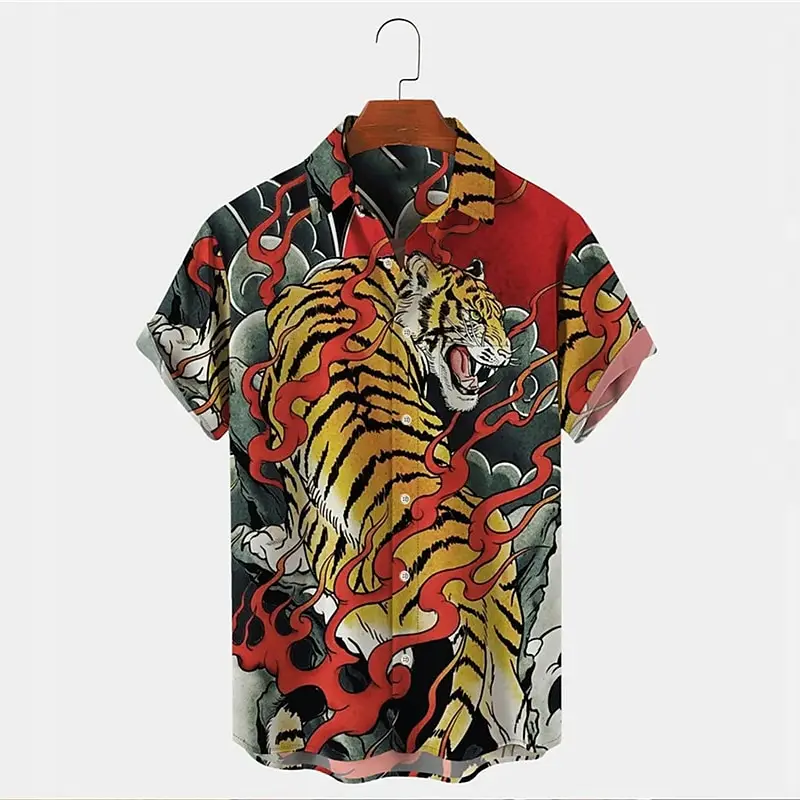 Camisa de manga corta con botones para hombre, camisa con