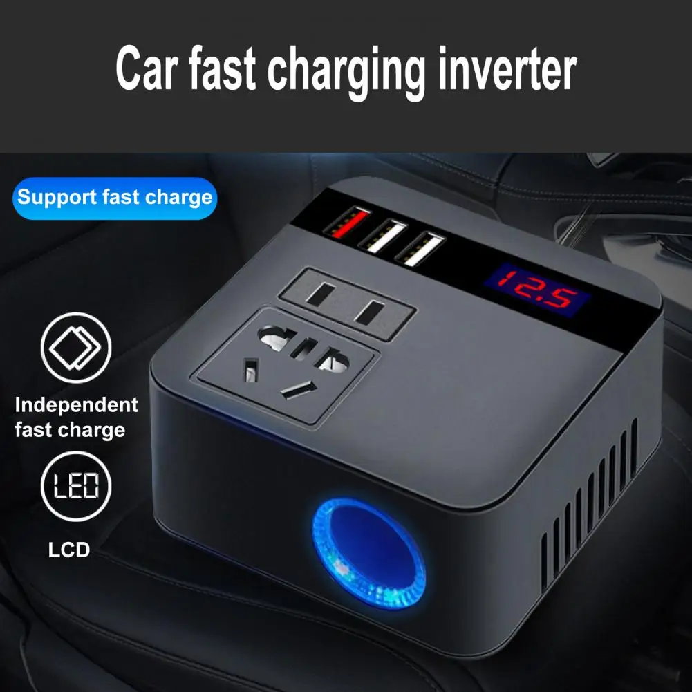 

300W Car Inverter DC 12V to AC 220V Converter Outlets 4 USB Fast Charging Universal Socket Power Adapter Inverter