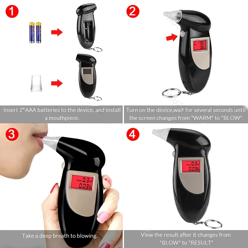 Digital Breath Analyzer Blow Type Alcohol Detection Tester Vehicle Mounted Drunk Driving Detector Naughty Bird