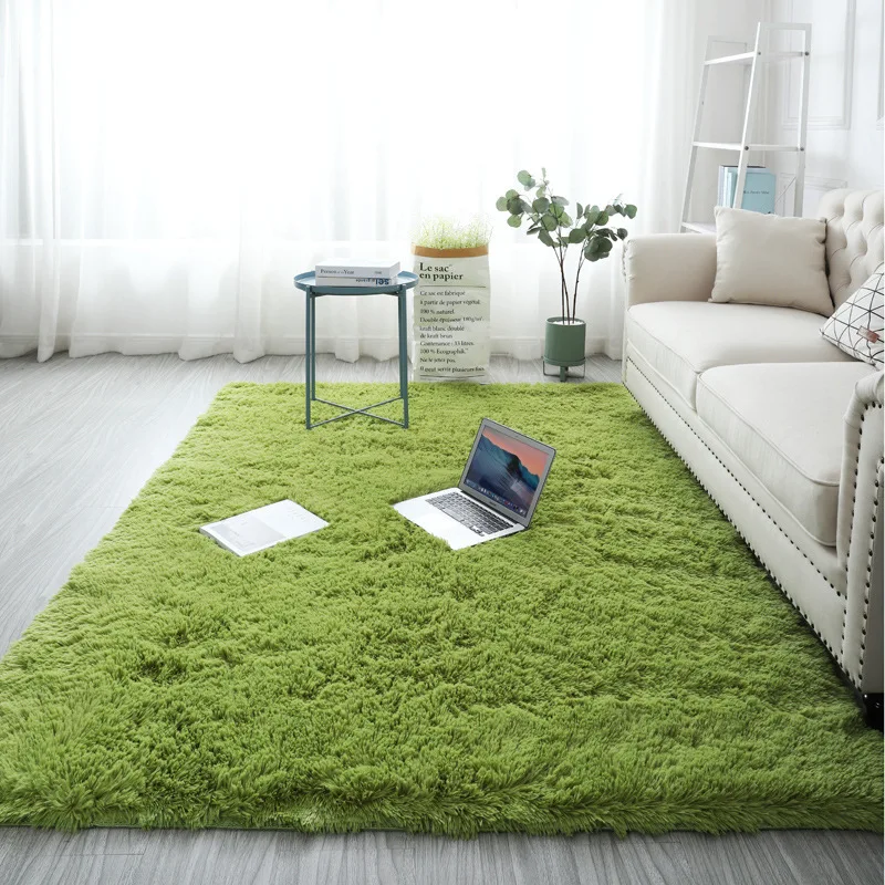 VIKAMA Modern Simple Tie-Dye Silk Wool Floor Mats Non-Slip Living Room Bedroom Stain-Resistant Carpet Home Decoration