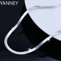 Collier chaîne à lame fine en argent Sterling 925, 4MM, pour femmes et hommes, bijoux de luxe pour fête de mariage, cadeaux de vacances pour meilleur ami, nouvelle collection 1