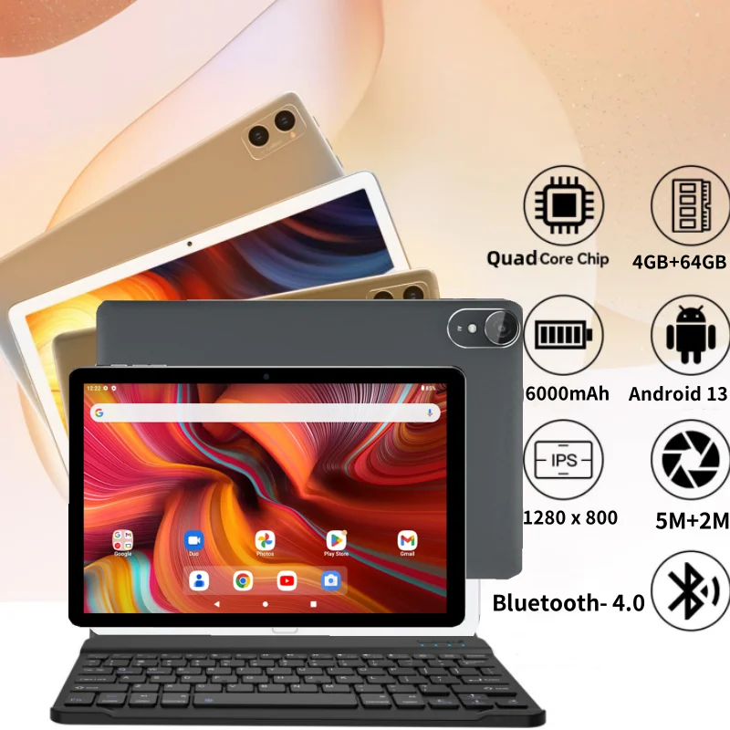 Android 13 Tablet PC K12 Quad-Core Newest Sales 10.1 INCH 4GB DDR ROM 64GB RK3562 Dual Camera WIFI Type-C USB Battery 6000mAh 2