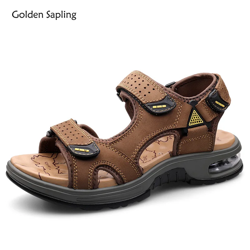 

Golden Sapling Sandals Men Genuine Leather Summer Shoes Casual Men's Sandals Retro Outdoor Shoe Classics Beach Trekking Footwear