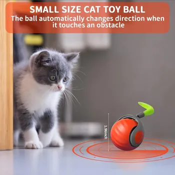 Interactive Cat Ball Toy with Feather, Smart Cat Toys Ball for Indoor Cats, Motion Activated Automatic Cat Toy Ball 2