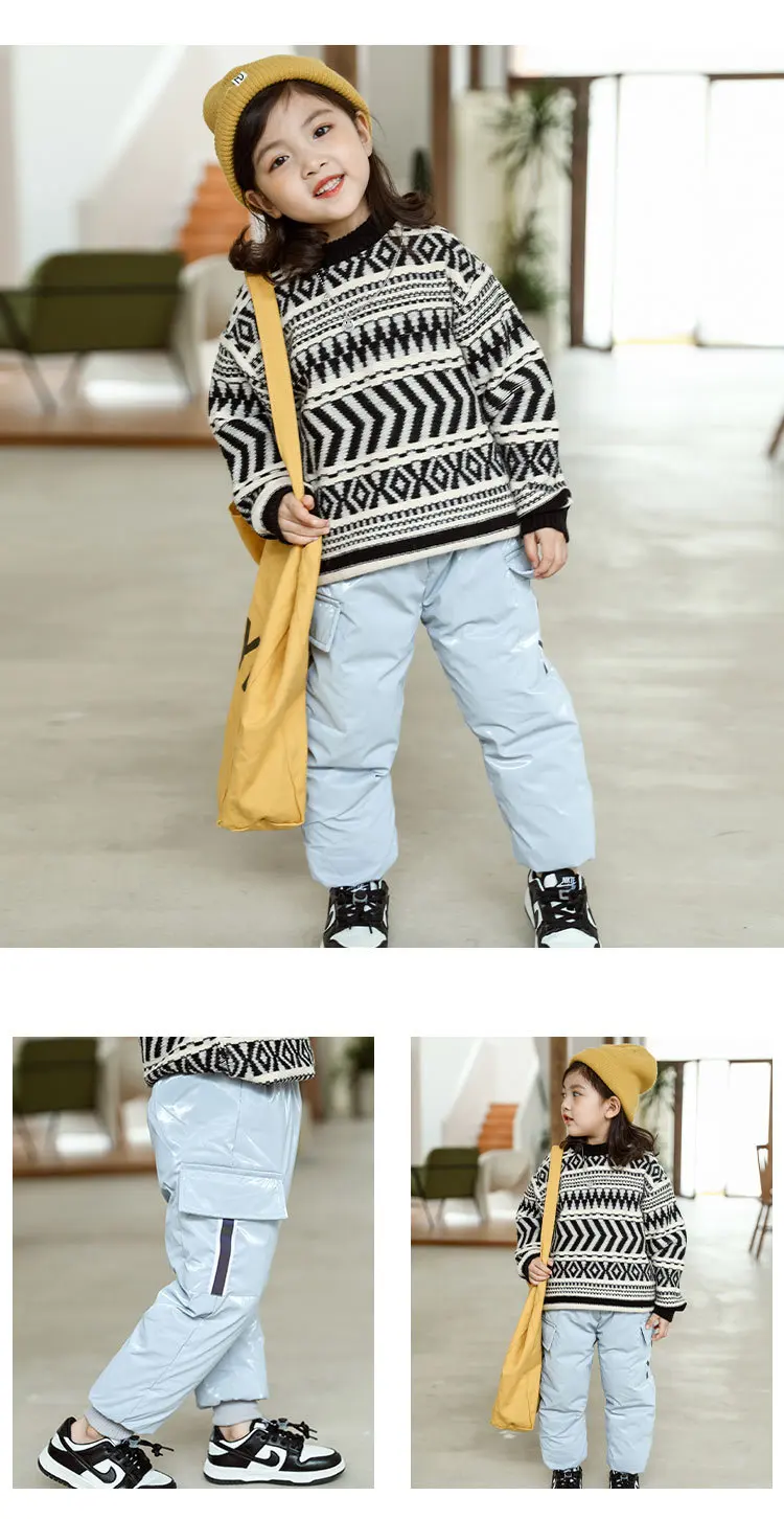 30 Grad Winter kinder Junge Daunen hose weiße Ente Daunen wasserdichte wasch freie Mädchen Winter Cargo hose Kinder kleine Jungen hose – Detail 9