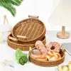 Handmade Wicker Storage Baskets Imitation Rattan Woven Baskets Compact Bread Fruit Home Organization Tray 2