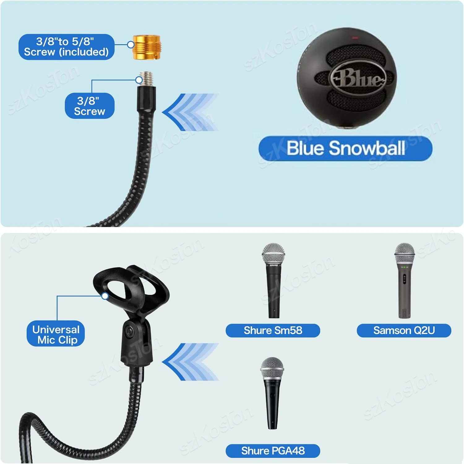 Desktop Microphone Arm Stand 30cm Flexible Gooseneck Mic Stand Phone Clip Holder microphone stand For Blue Snowball ice SM58 PGA48 Samson A6V K66