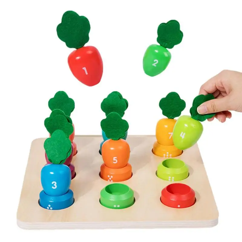 

Numbers Matching Toy Wooden Colorful Toy With Carrots Fine Motor Skills Kids Toy For Children's Playground Parent-Child