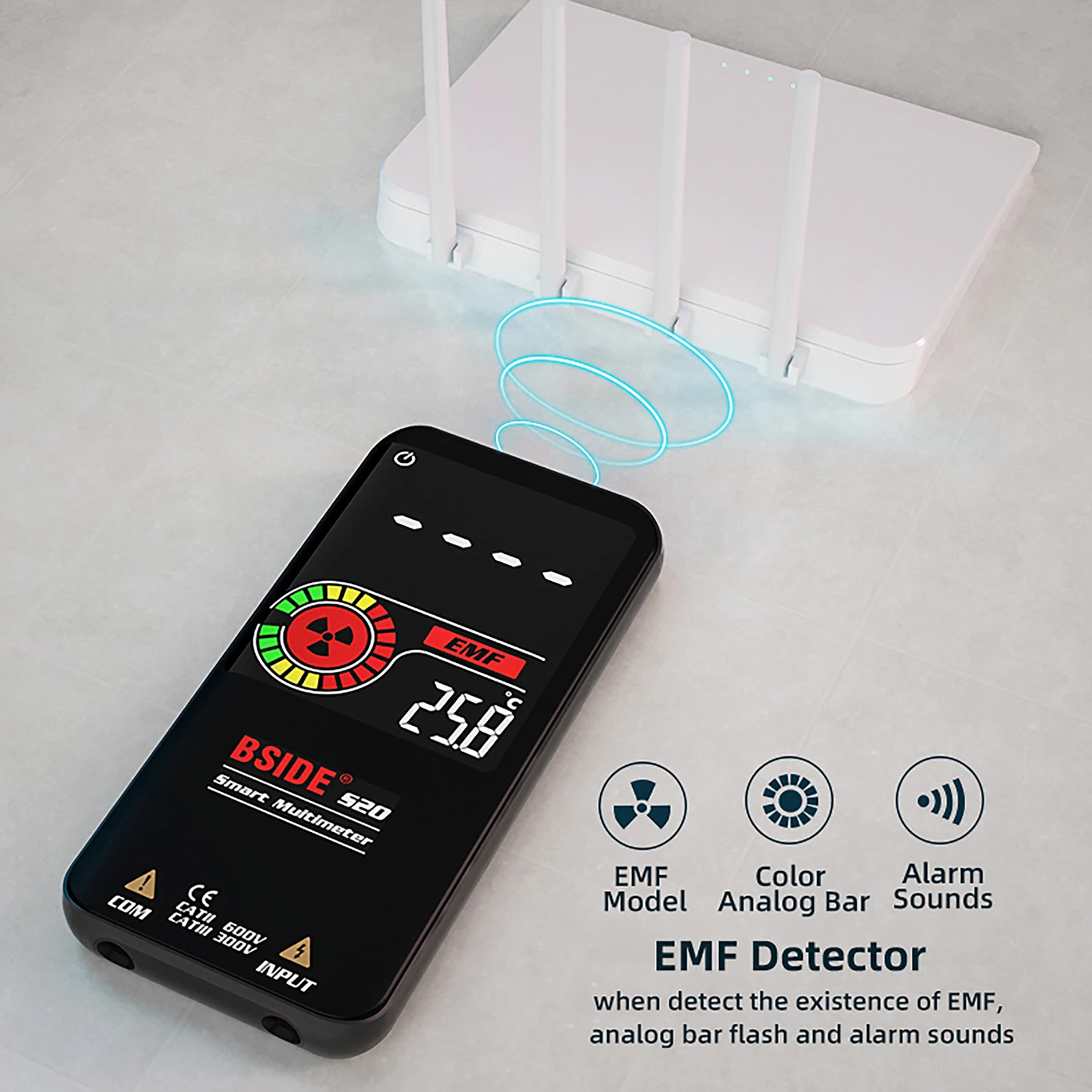 BSIDE S20 Intelligent EMF Multimeter Electromagnetic Radiation Detector Rechargeable Universal Meter Radiation Monitor