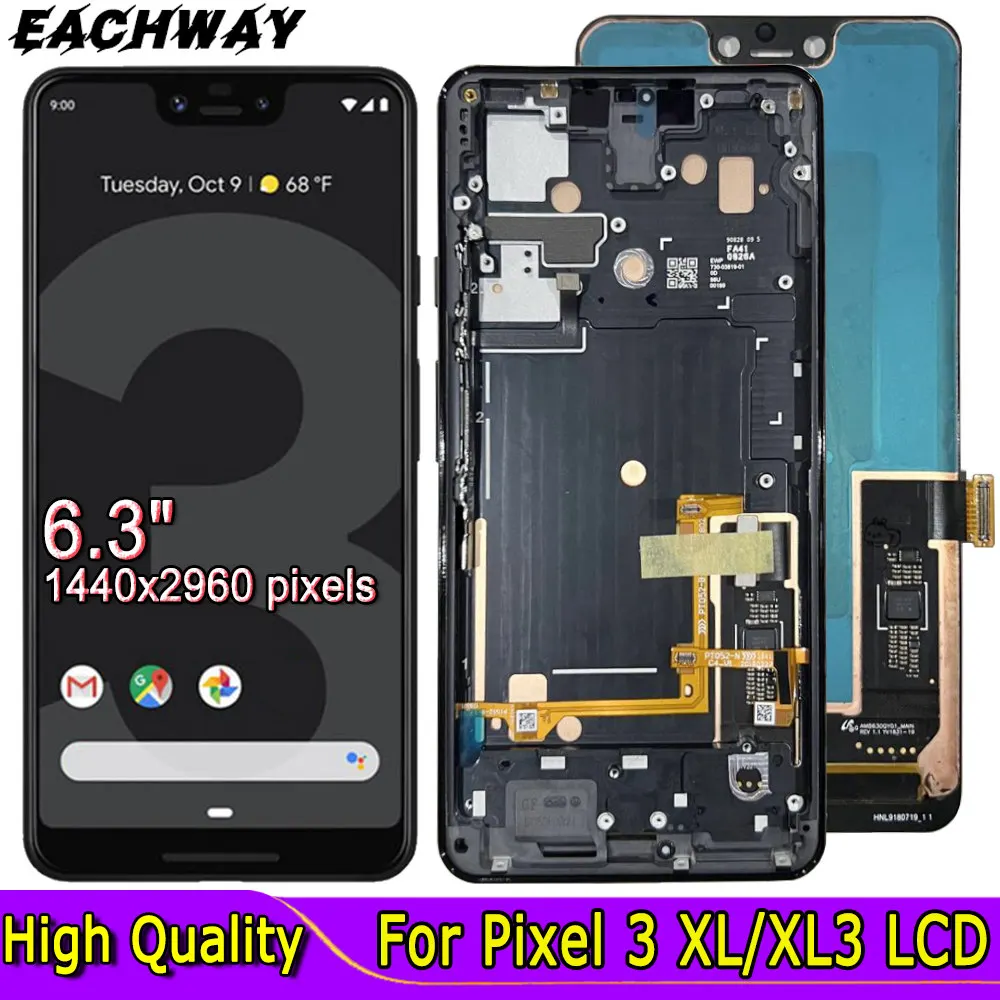 

6.3" OLED For Google Pixel 3XL LCD Display Touch Screen Digitizer Assembly For Google Pixel 3 XL LCD Screen Replacement Parts