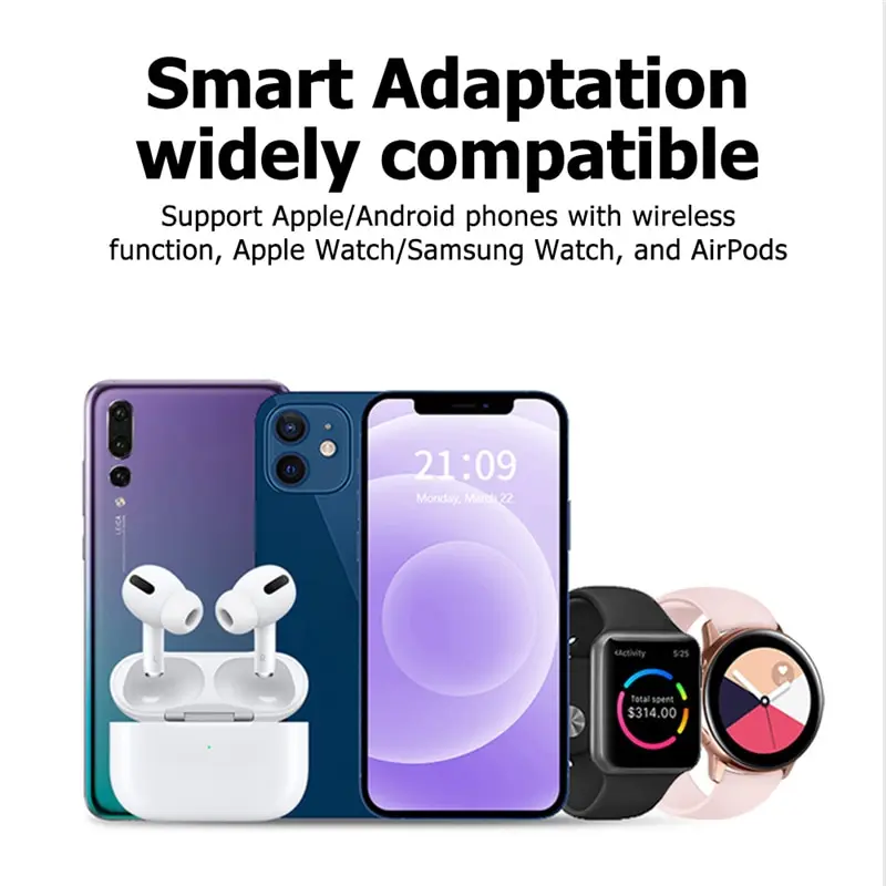 Wireless Charger 3 in 1 Stand Pad For iPhone 15 14 13 12 Samsung S23 S22 Galaxy Watch 5 4 Active Buds