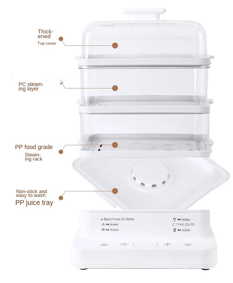24L 3-Layer Electric Steamer Multi-Function Electric Steamer With Timer and Adjustable Temperature Food Steam Stove for Kitchen 6