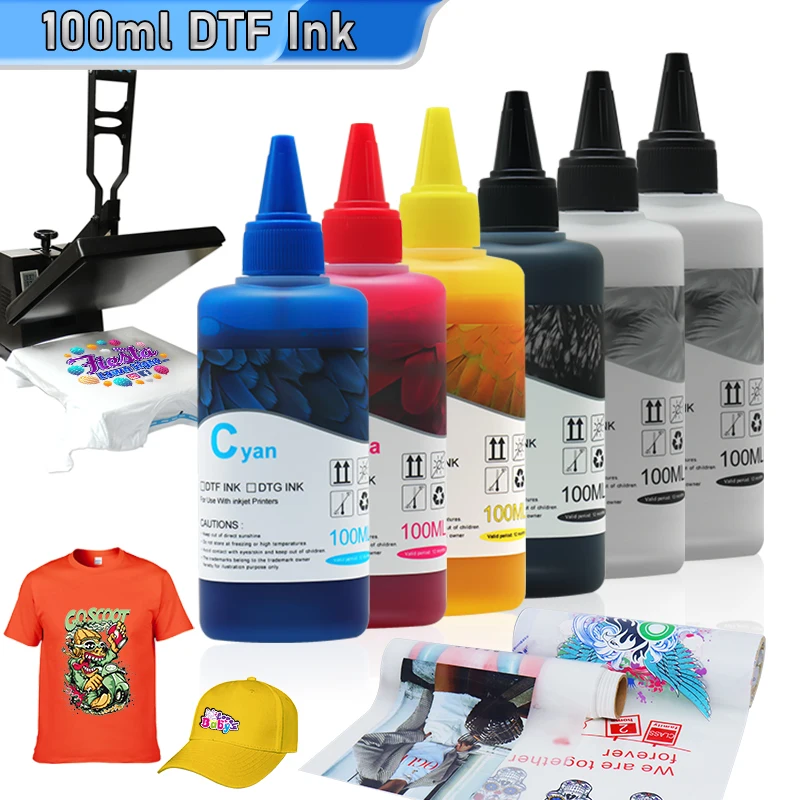 

100ML*6 DTF INK Textile ink DTF printing For For Dirent printer film heat transfer for PET Film hot melt powder transfer film