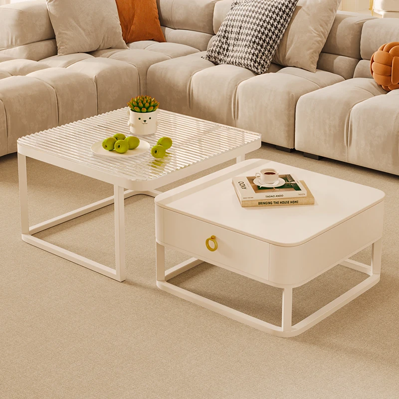 

White Vanity Coffee Table Modern Floor Funky Minimalist Liftable Center Table Corner Muebles Para El Hogar Living Room Furniture