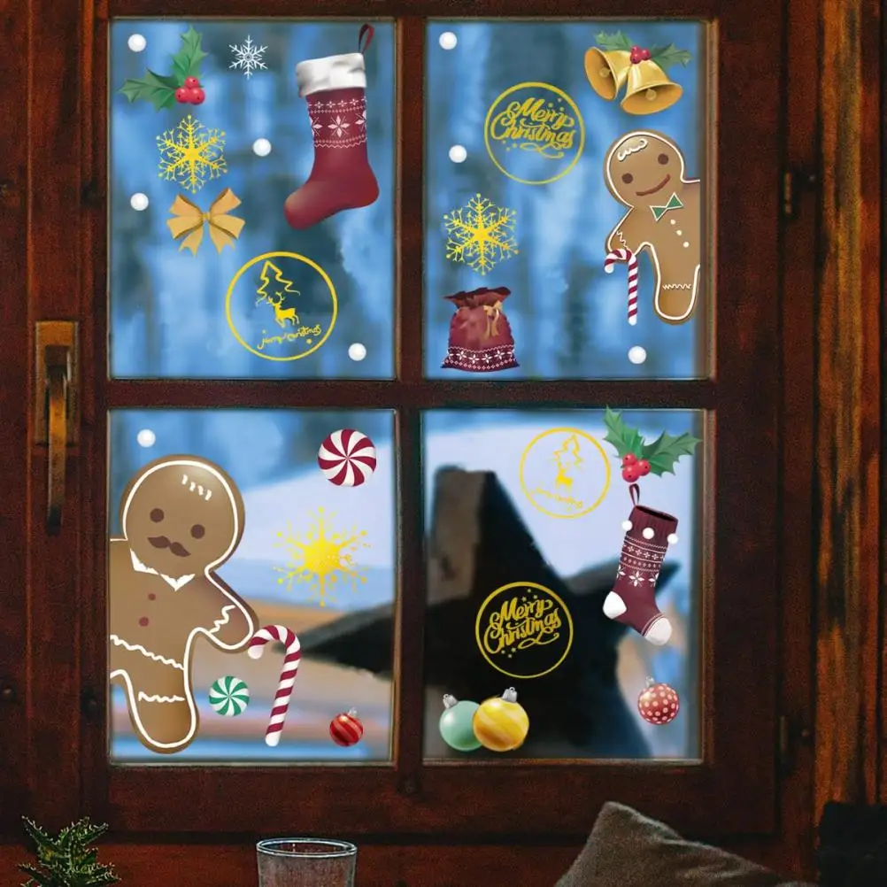 500pcs/roll Christmas Stickers Gold Snowflake Christmas Stickers Round Self Adhesive Envelope Stickers Xmas Decoration Tags