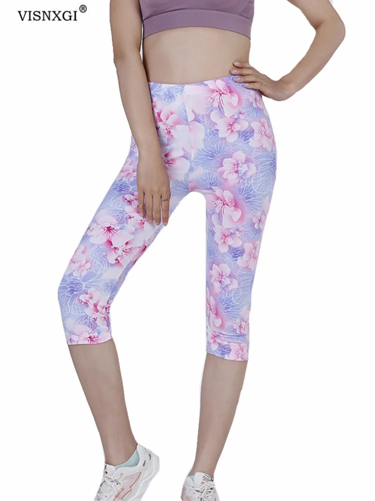 

VISNXGI Sports Wear For Women Workout Pants Tights Leggins Capri Leggings Summer Running Printed High Waist Elastic Fitness Gym