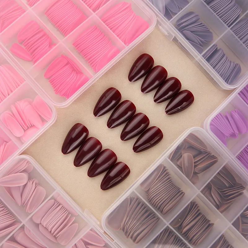 

240Pcs Almond Press on Nails Colored Fake Nail Tips Medium Length Acrylic False Nail Full Cover False Nail Tips for Nail Art DIY
