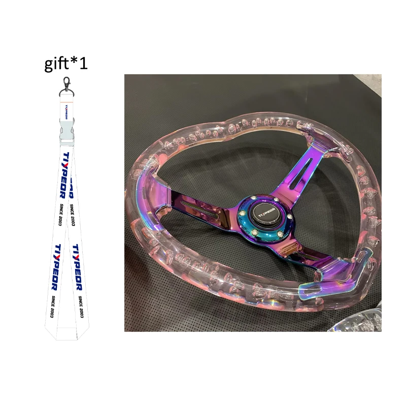クリアツイストステアリング350mm Hitmanツイストクリスタルアクリルステアリングホイール